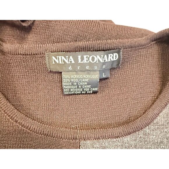 NWT Nina Leonard 2-Pc Set Color Block Sweater & Solid Skirt Sz. Large - Picture 5 of 11